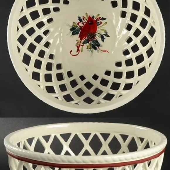 Lenox Winter Greetings Open Weave Bread Basket MIB - Picture 2 of 6
